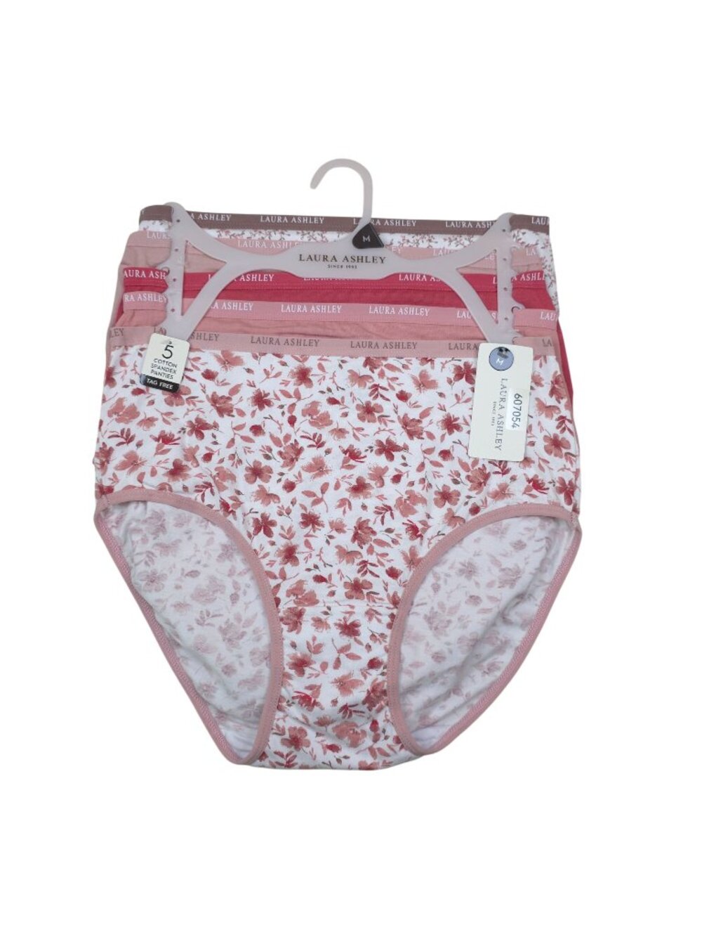 Laura Ashley Womens 5-Pack Cotton Spandex Tag-Free Panties Medium High Rise
